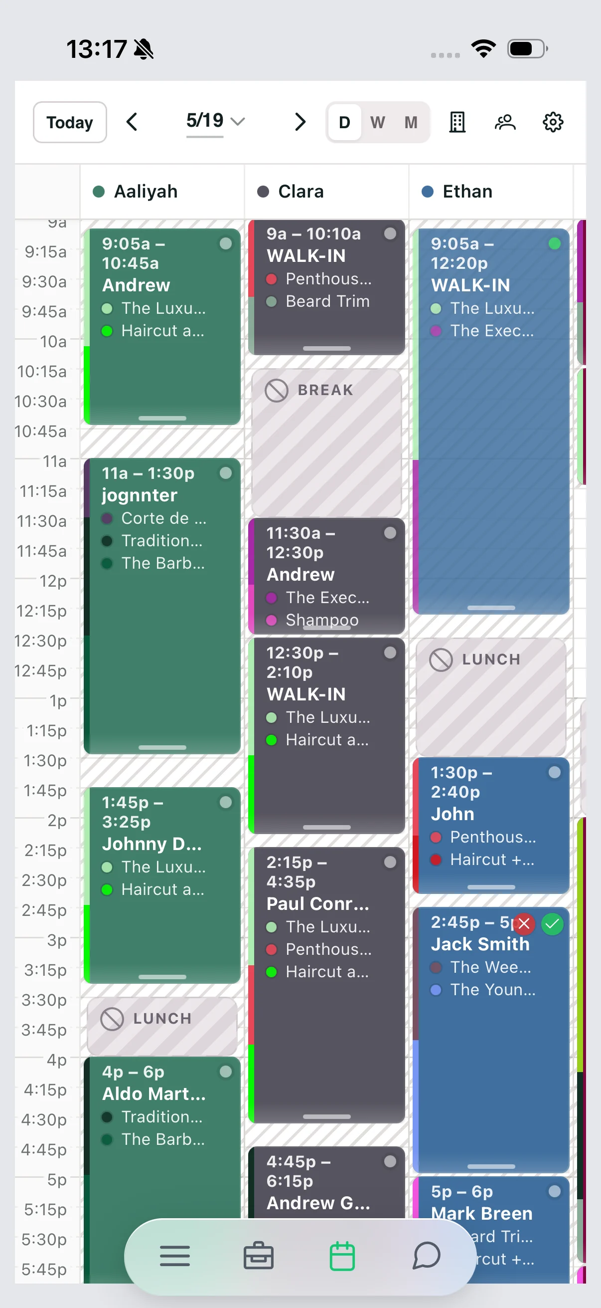 A agenda do barbeiro no iPhone